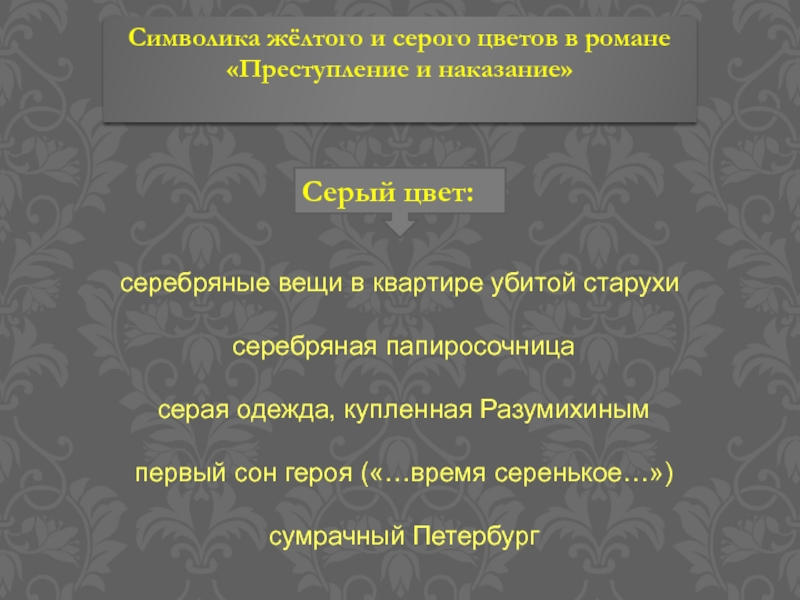 Цветовая символика в романе преступление и наказание проект