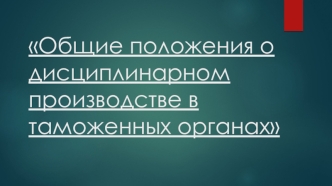 Общие положения о дисциплинарном производстве в таможенных органах