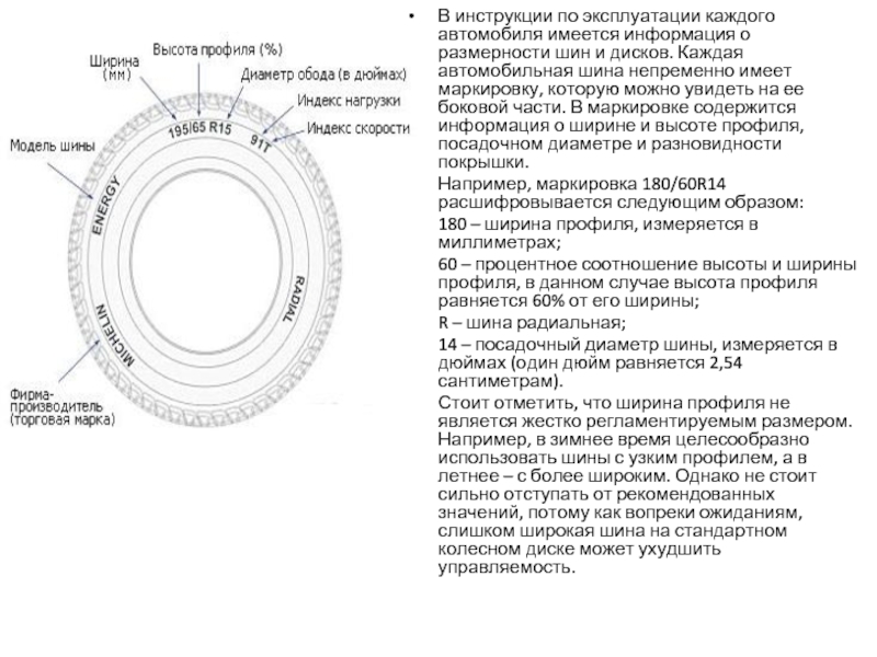 Высота профиля шины