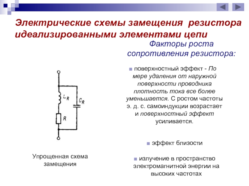 Схема замещенияRИЗ - сопротивление изоляции LR - индуктивность токонесущего слоя,RК - сопротивление контактов LВ -