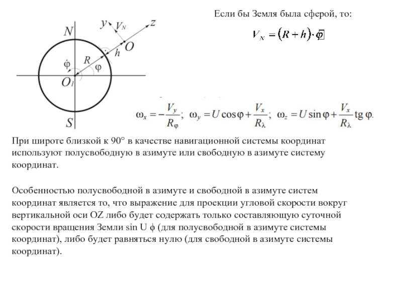 Проекция угловой скорости. Полусвободная в Азимуте система координат. Уравнение инерциальной навигации. Угловая скорость вращения земли.