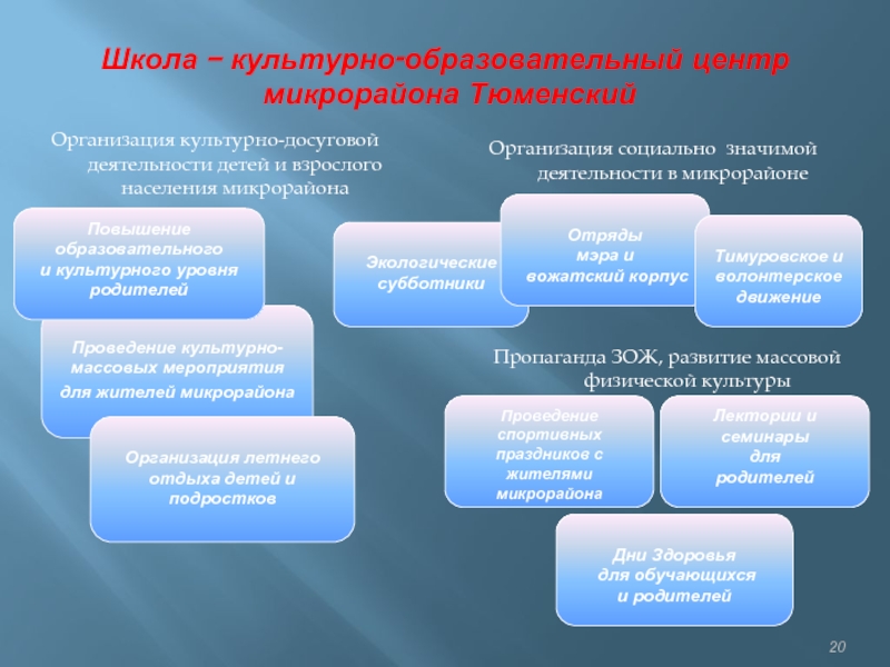 Культура образовательной организации. Образовательные учреждения культуры. Социально значимой деятельности детей и взрослых,. Культурно-воспитательные центры. Социально-значимые досуговые услуги.