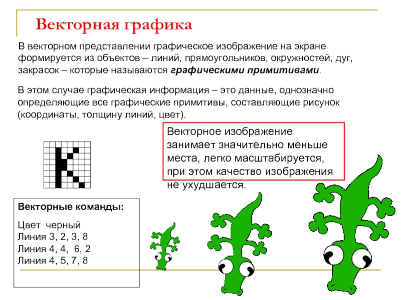 Векторное изображение формируется из объектов из точек из рисунков