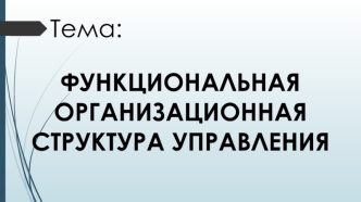 Функциональная организационная структура управления