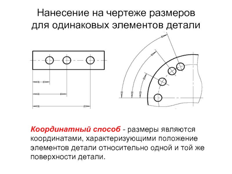 Способы нанесения размеров на чертежах