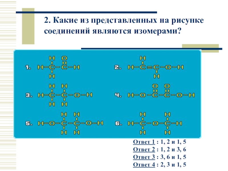 Какие из представленных на рисунке соединений являются изомерами