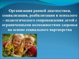 Организация ранней диагностики, социализации, реабилитации детей с ограниченными возможностями