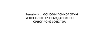 Основы психологии уголовного и гражданского судопроизводства