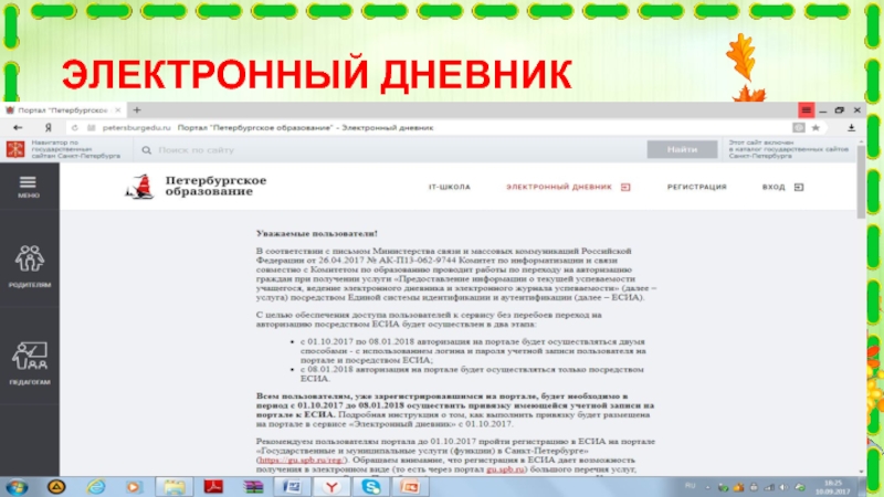 Электронный дневник санкт петербургского школы