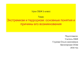 Экстремизм и терроризм: основные понятия и причины его возникновения