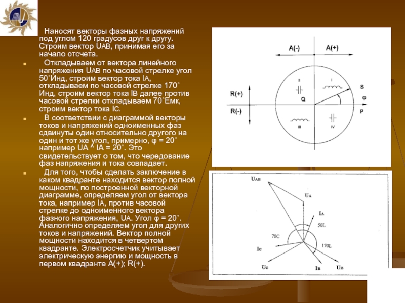 Квадранты мощностей векторная диаграмма тока напряжения