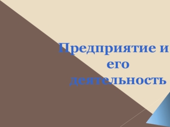 Предприятие и его деятельность