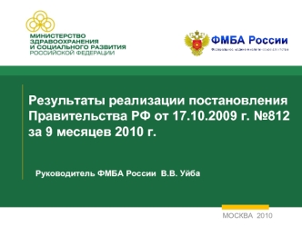 Результаты реализации постановления Правительства РФ от 17.10.2009 г. №812 за 9 месяцев 2010 г.