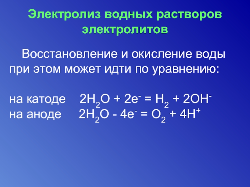 Презентация электролиз 11 класс