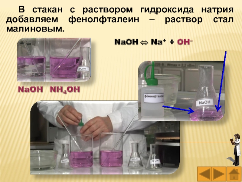 Взаимодействие раствора уксусной кислоты с гидроксидом натрия