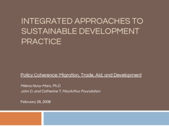 Integrated approaches to sustainable development practice