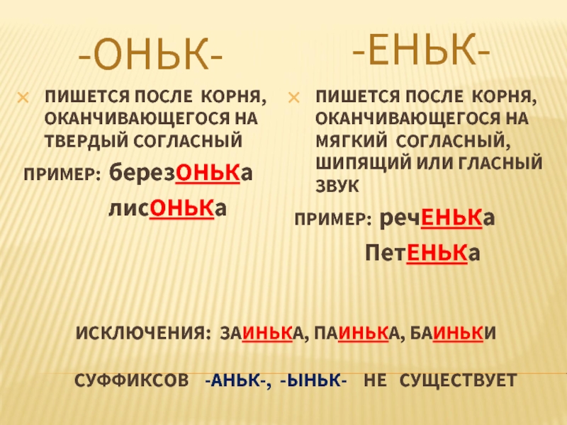 Слова оканчивающиеся на ев. Суффиксы оньк еньк правило. Написание суффиксов оньк еньк. Написание суффиксов оньк и еньк правило. Еньк суффикс правило.