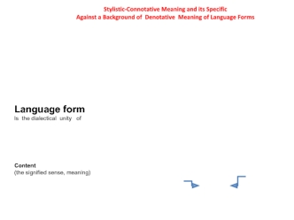 Stylistic-Connotative Meaning and its Specific. Denotative meaning Against a Background of Denotative Meaning of Language Forms