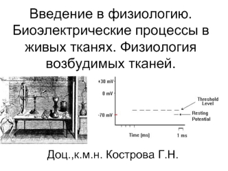 Введение в физиологию. Биоэлектрические процессы в живых тканях. Физиология возбудимых тканей