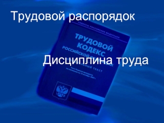 Трудовой распорядок. Дисциплина труда