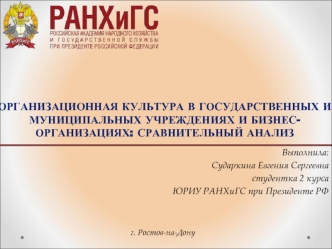 Организационная культура в государственных и муниципальных учреждениях и бизнес-организациях