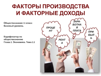 Факторы производства и факторные доходы. Заработная плата