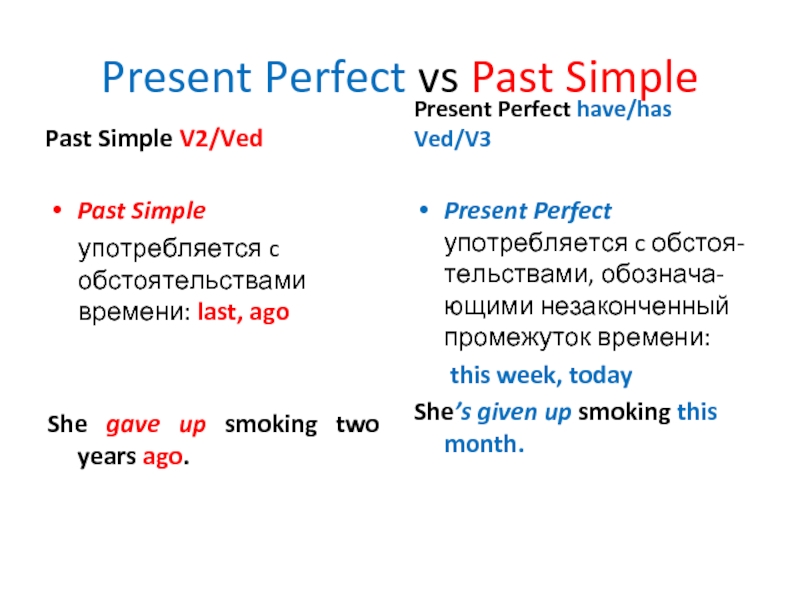 Present perfect past simple презентация