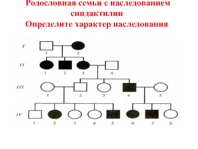 По схеме родословной определите тип наследования