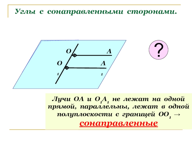 Лежат в одной полуплоскости. Об углах между сонаправленными лучами. Углы с сонаправленными сторонами. Соответственно сонаправленные стороны. Углы с сонаправленными сторонами определение.