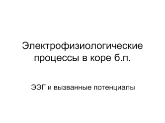 Электрофизиологические процессы в коре больших полушарий. ЭЭГ и вызванные потенциалы