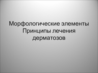 Морфологические элементы. Принципы лечения дерматозов