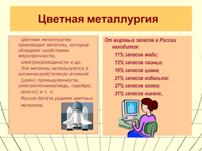 Цветная металлургия выпускаемая продукция