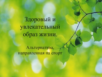 Здоровый и увлекательный образ жизни.Альтернатива, направленная на спорт