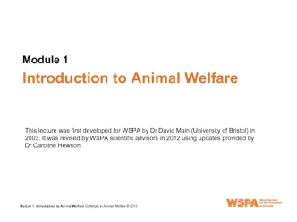 Introduction to animal welfare