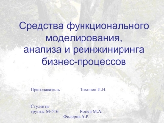 Средства функционального моделирования, анализа и реинжиниринга бизнес-процессов