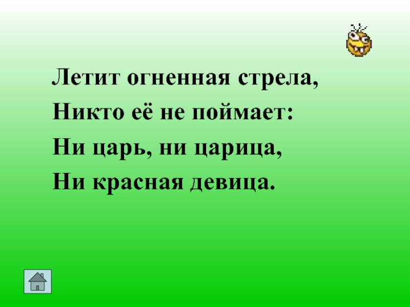 Царь ни. Летит Огненная стрела никто ее не поймает. Летит Огненная стрела никто ее не поймает ни царь ни царица. Загадки с ответами ни царь, ни царица, ни красная девица. Загадки летит стрелой.