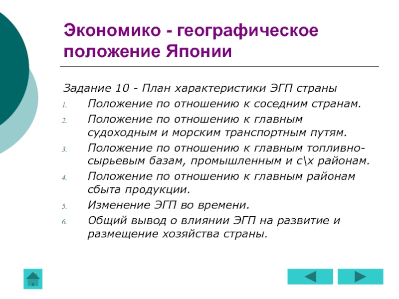 План экономико географической характеристики