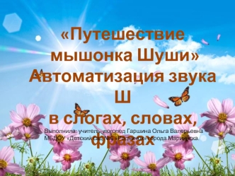 Автоматизация звука Ш в слогах, словах, фразах. Путешествие мышонка Шуши