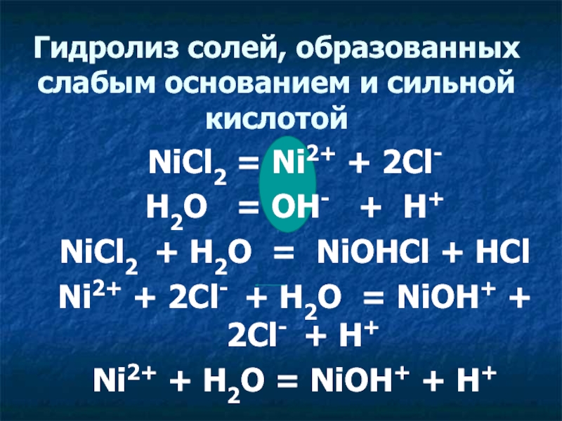 Гидролиз солей образованных. Nicl2 гидролиз. Nicl2 и Koh. Nicl2 гидролиз солей. Ni h2o уравнение.