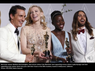 Best actor winner Matthew McConaughey, best actress winner Cate Blanchett, best supporting actress winner Lupita Nyong'o and best supporting actor winner Jared Leto pose with their Oscars at the 86th Academy Awards in Hollywood, California
Picture: REUTER