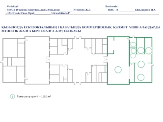 Қызылорда ескі вокзалының 1 қабатында коммерциялық қызмет үшін алаңдарды мүліктік жалға беру (жалға алу) сызбасы