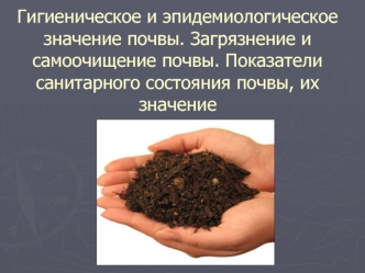 Гигиеническое и эпидемиологическое значение почвы. Загрязнение и самоочищение почвы. Показатели санитарного состояния почвы