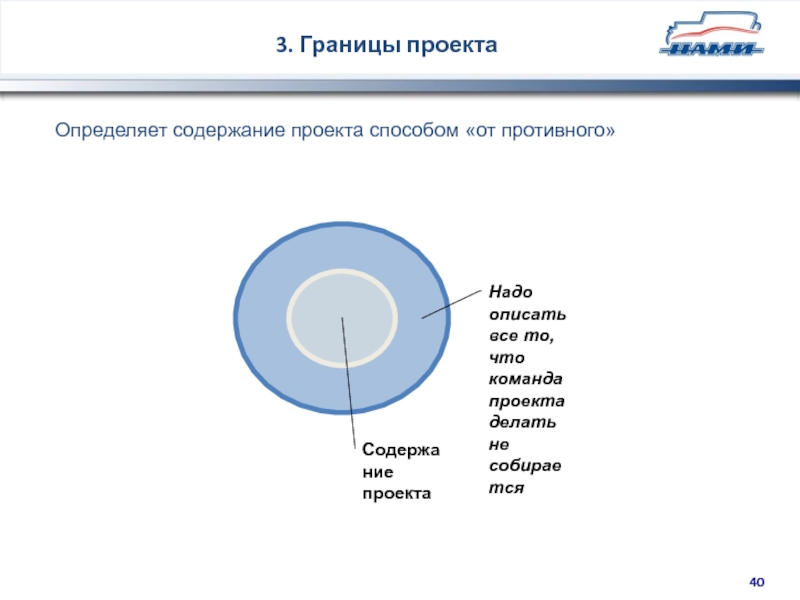 Границами проекта могут быть