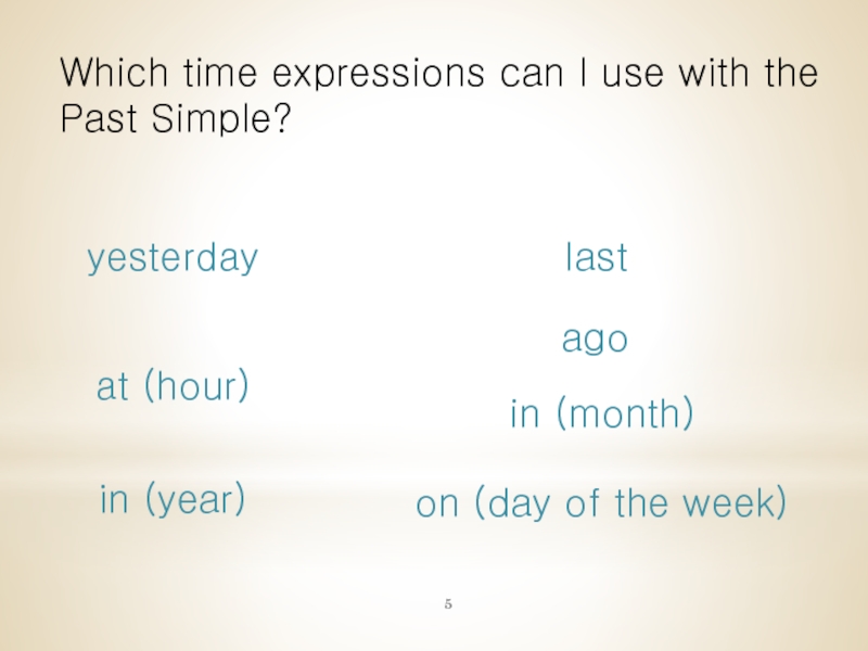 Which time expressions can I use with the Past Simple?  yesterday