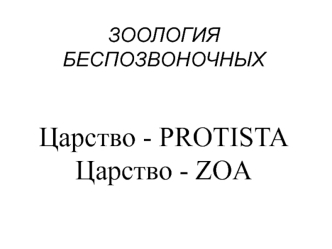 Зоология беспозвоночных. Царство - Рrotista. Царство - Zoa