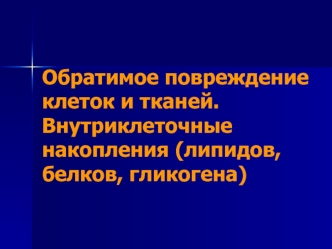 Обратимое повреждение клеток и тканей. Внутриклеточные накопления (липидов, белков, гликогена)