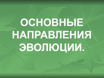 Основные направления эволюции