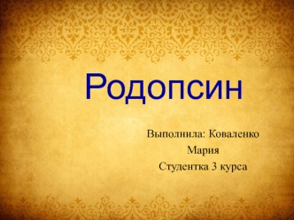 Родопсин. Структурные элементы зрительной системы человека