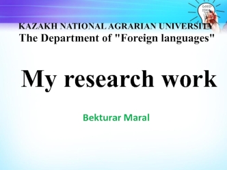 My research work