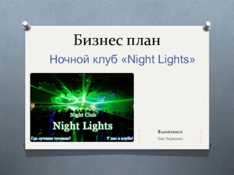 Бизнес-план. Ночной клуб Night Lights